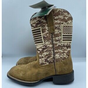 ARIAT Sport Patriot Western Boot Mens 8 EE Antique Mocha Suede Sand Camo Print